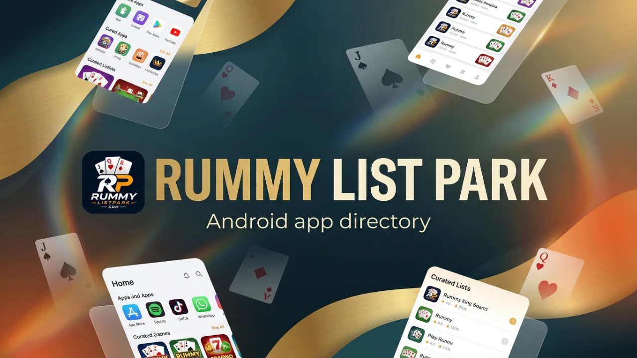 Premium Rummy Swift banner with branded directory atmosphere and rummy motifs